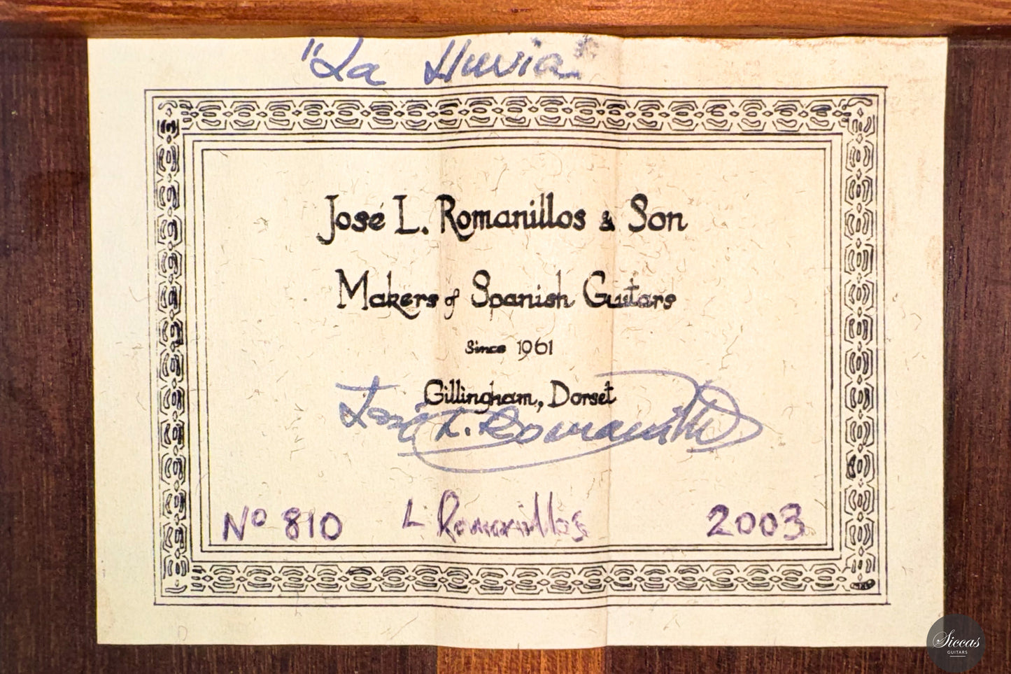 José Luis Romanillos - 2003 No. 810 “La Lluvia”