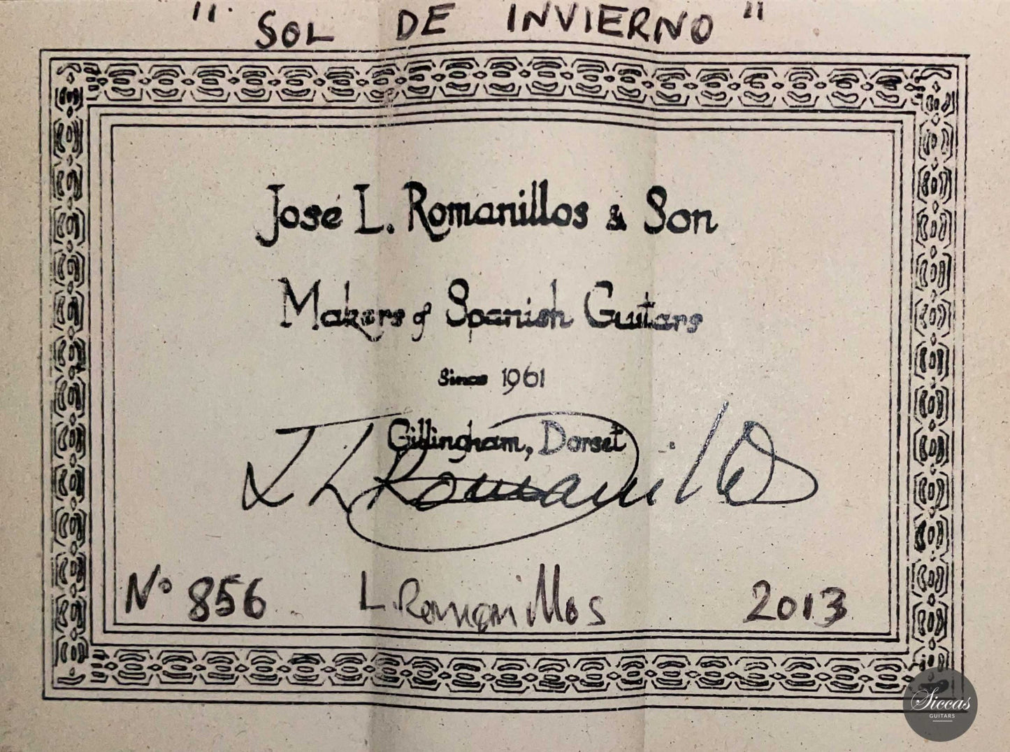 José Luis Romanillos & Son - 2013 "Sol de Invierno" No. 856