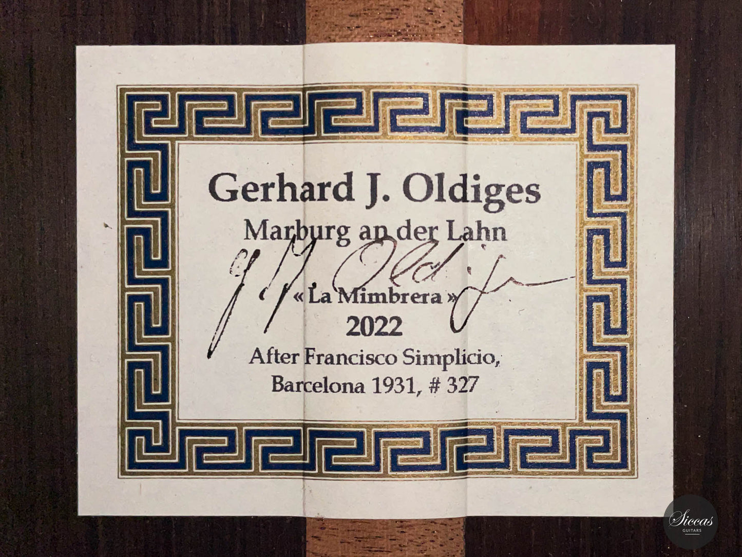 Gerhard Oldiges - 2022 "La Mimbrera" Simplicio Model