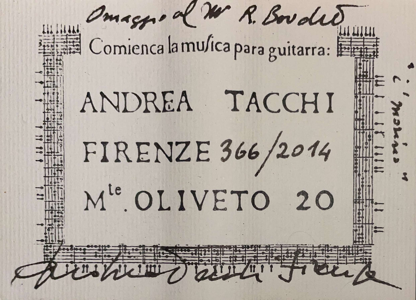 Andrea Tacchi - 2014 "Omaggio a R. Bouchet" No. 366